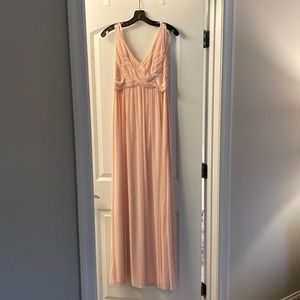 Floor length pink bridesmaid dress